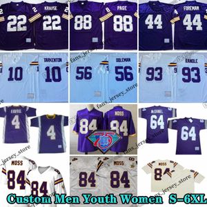 Custom 75th Throwback 84 Randy Moss Football Jerseys 10 Fran Tarkenton 64 Randall McDaniel 73 Ron Yary 88 Alan Page 70 Jim Marshall 53 Mick Tingelhoff 1969 22 Krause