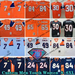 Custom S-6XL Throwback 7 John Elway voetbalshirts 77 Lyle Alzado 1978 24 Champ Bailey 84 Shannon Sharpe 65 Gary Zimmerman 18 Peyton Manning Terrell Davis Steve