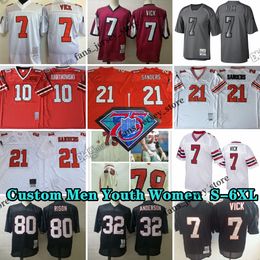 Custom 75th Vintage 7 Michaelvick Football Jerseys 21 Deionsanden 51 Alexmack 97 Gradyjarrett 70 Jakematthews 10 Stevebartkowski 80 Andrerison Babineauxturner