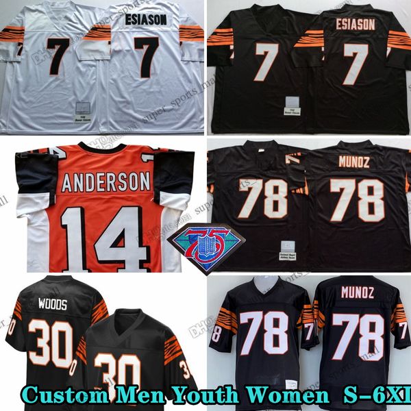 Custom 75th Vintage 78 Anthonymunoz 1981 Jerseys de fútbol 14 Kenanderson 13 Kenriley 7 Boomeresiason 85 Isaaccurtis 9 Carsonpalmer 54 Bobjohnson 18 A.J.Green