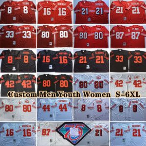 Custom 75th Vintage 80 Jerry Rice 1962 Jerseys de football 16 Joe Montana 71 Trent Williams 97 Bryant Young 82 John Taylor 11 Navorro Bowma 21 Deion Sanders 8 Steve Young