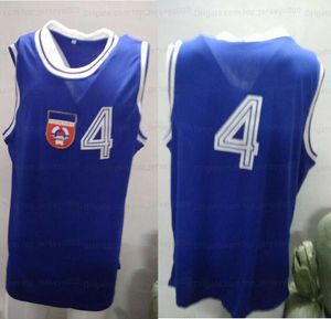 Personalizado 80's Drazen Petrovic # 4 Equipo Baloncesto Jersey Retro Azul Cosido Cualquier Nombre Número Tamaño S-4XL 5XL 6XL