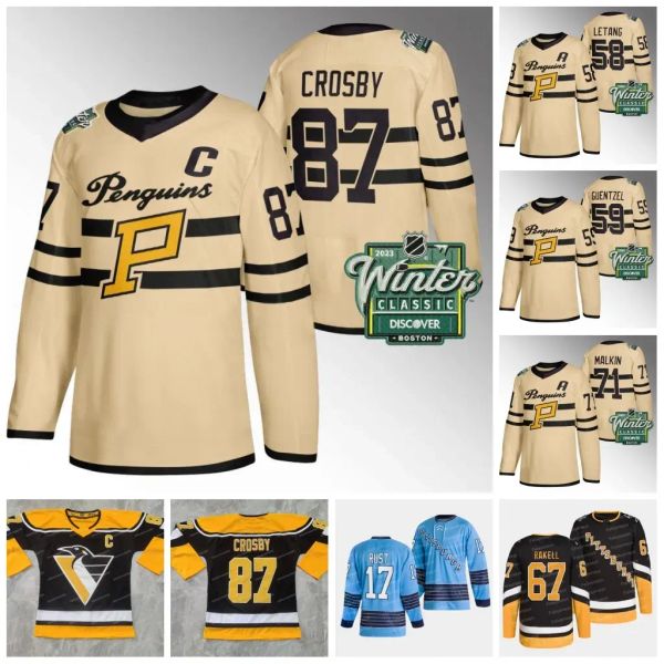 PERSONALIZADO 87 Sidney Crosby PENGUINS 2023 Jersey clásico de invierno Evgeni Malkin Jake Guentzel Kris Letang Rickard Rakell Jeff Carter Bryan Rust Ka