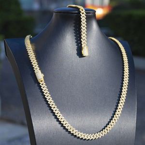 Collier personnalisé en argent plaqué or pour hommes et femmes, 8mm 9mm 10mm 13mm 15mm de largeur, 1 rangée de diamants Vvs Moissanite