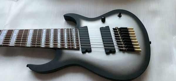 Custom 9-Strings Headless Fanned Frets Guitare basse électrique Silverburst Body 24 Frets Black Hardware