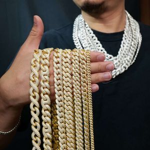 Custom 925 STERLING STERLING Gold chapado lleno de diamantes de diamante de diamantes Collar Hiphop Cabina cubana para rapero para rapero