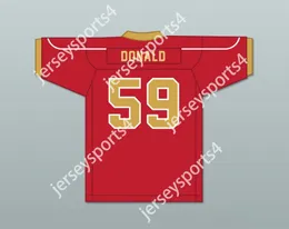 Custom Aaron Donald 59 Penn Hills High School Indiens Jersey de football rouge Top cousu S-6XL