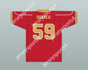 Custom Aaron Donald 59 Penn Hills High School Indianen Red voetbalshirt Top gestikt S-6XL