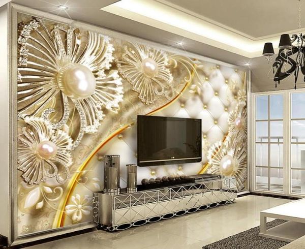 Pintura abstracta personalizada 3D estereoscópica flor de diamante papel tapiz 3D moderno para sala de estar pinturas decorativas 7266073