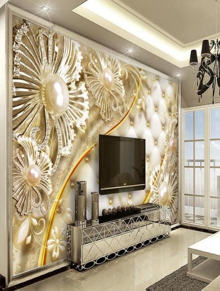 Pintura abstracta personalizada 3D estereoscópica flor de diamante papel tapiz 3D moderno para sala de estar pinturas decorativas 7813355