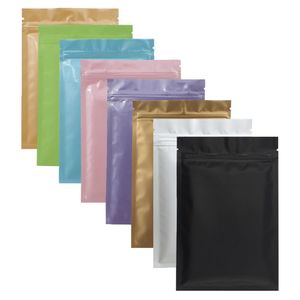 Bolsa de embalaje Ziplock termosellable colorida que se puede volver a cerrar, bolsas de plástico con cierre de cremallera de papel de aluminio plano, 100 Uds., 201021290t