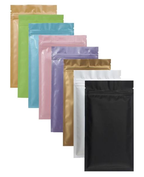 Personalizado aceptar colorido termosellable Ziplock bolsa de embalaje bolsa resellable plana papel de aluminio Zip lock bolsas de plástico 100 piezas 2010212971110
