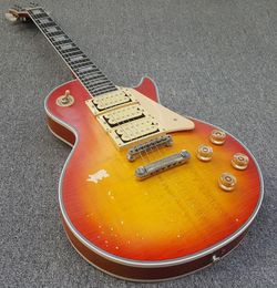 Custom Ace Frehley Budokan Heritage Cherry Sunburst Relic Guitare électrique Tuneomatic Bridge Grover Tuners Blanc Pearloid Banj3707073