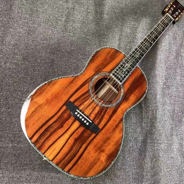 Guitare acoustique personnalisée 39 pouces véritable coquille d'ormeau reliure tout en bois KOA touche en ébène support de haute qualité personnalisation livraison gratuite