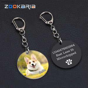 Aangepaste Acryl Sleutelhanger Kat Hond ID Charm Print Huisdier Foto Huisdier Souvenir Verjaardagscadeau Naam Sleutelhanger Gepersonaliseerde Hond Kat ID Tags L230620