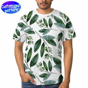 T-shirt personnalisé pour adultes à impression complète pour hommes et femmes, respirant, absorbant la transpiration, poignets à double pli, ne rétrécit pas, ne se déforme pas, polyester loisirs 202g vert foncé