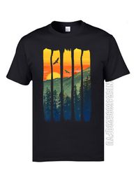 T-shirts adultes personnalisés 100% coton col rond pur coton montagne coucher de soleil T-shirts impression loisirs été équipe T-shirts
