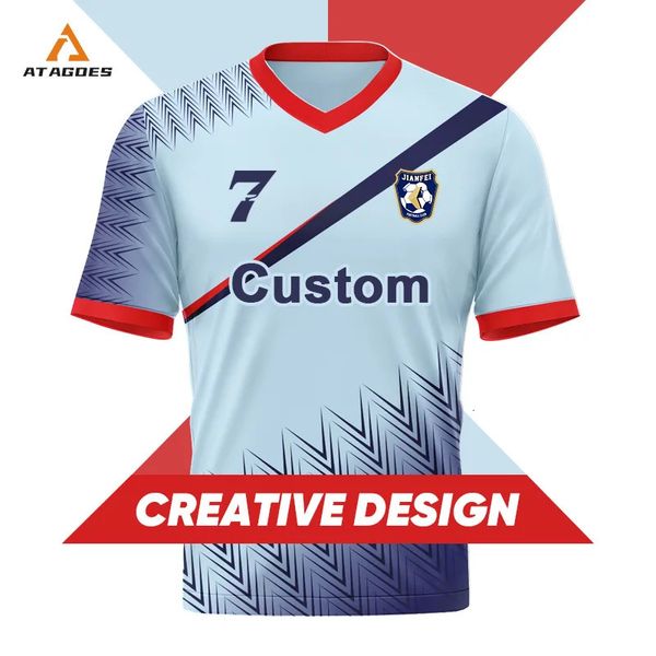 Adultos personalizados Sublimación completa Camisetas de fútbol de manga corta en blanco más uniforme de fútbol de gran tamaño WOX1016 240228