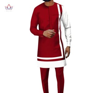 Hombres africanos personalizados Conjunto de ropa tradicional Dashiki Ankara Pantalón Abrigo Conjunto de 2 piezas Manga larga Tallas grandes Trajes de chándal WYN1181 220615