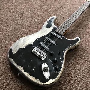 Qualité de matériel de Chrome de touche de palissandre de guitare électrique noire vieillie faite sur commande