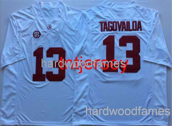 CUSTOM Alabama Crimson Tide Blanc # 13 TAGOVAILOA Football Jersey HOMMES FEMMES JEUNESSE point ajouter n'importe quel numéro de nom XS-5XL