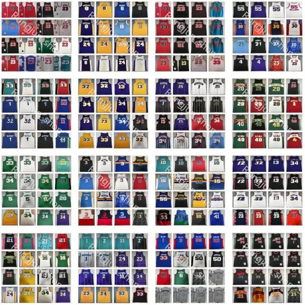 Custom Tous les 32 Jersey de basket-ball rétro d'équipe Dennis Rodman Dikembe Mutombo Malone John Stockton Steve Nash Charles Barkley Vince Carter