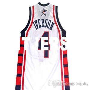 Aangepaste Allen Iverson # 4 1992 Basketbal Jersey White Stitched Any Num Name Mannen Dames Jeugd Basketbal Jerseys
