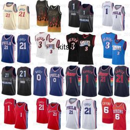 Personnalisé Allen Iverson James Harden 75e maillot personnalisé '' 76ers '' Hommes Femmes Jeunesse Joel 21 Embiid 22 Matisse Thybulle Julius 6 Erving 0 Tyrese Maxey Maillots de basket-ball