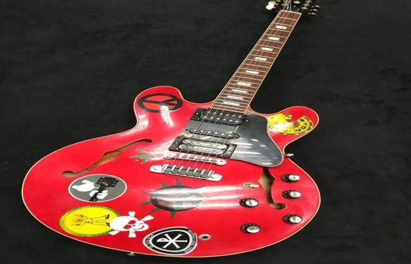 Guitarra Alvin Lee personalizada Big Red 335 Semi Hollow Body Jazz Cherry Red Electric Guitar Small Block Inlay 60s Pickups HSH Grov4328783