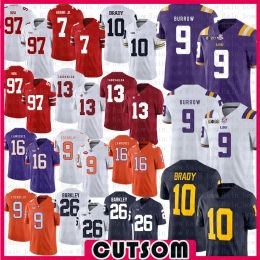 Maillot de football universitaire américain personnalisé Joe Burrow Colin Kaepernick Saquon Barkley Tom Brady Nick Bosa Tua Tagovailoa Etienne Jr. Trevor Law