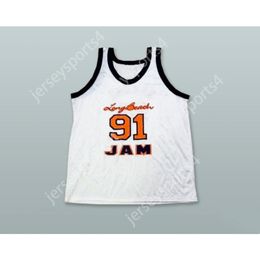Custom tout nom n'importe quelle équipe Dennis Rodman 91 Long Beach Jam White Basketball Jersey All Centred Taille S-6XL Top Quality