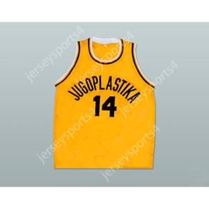 Aangepaste elke naam elk team DINO RADJA 14 JUGOPLASTIKA BASKETBAL JERSEY NIEUW Alle gestikte maten S M L XL XXL 3XL 4XL 5XL 6XL Topkwaliteit