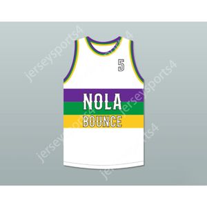 Custom Any Name Toute équipe DJ Jimi 5 NOLA BOUCHE BLANC BASKETBALL TOUCHE TOUCHE S-6XL TOP QUALITY