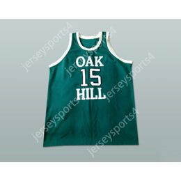 Aangepast elke naam elk team Green Carmelo Anthony Oak Hill Academy 15 Basketball Jersey All gestikte maat S M L XL XXL 3XL 4XL 5XL 6XL Topkwaliteit