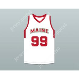 Aangepast elke naam elk team tacko herfst 99 Maine witte basketbal jersey alle gestikte maat S-6XL topkwaliteit