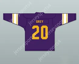 Custom elke naam Heren Jeugd/Kinderen Gavin Gray 20 Louisiana University Purple Football Jersey 2 Top gestikte S-6XL