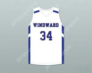 Aangepast elke naam Mens Jeugd/Kinderen Shareef O'Neal 34 Windward School Wildcats White Basketball Jersey 2 Top gestikte S-6XL