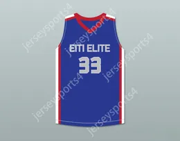 Custom Any Name Mens Youth / Kids Tacko Fall 33 Chacun 1 Enseigner 1 Elite AAU Blue Basketball Jersey 2 Top cousé S-6XL