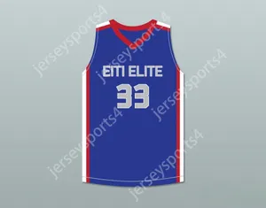 Aangepast elke naam heren jeugd/kinderen tacko val 33 elk 1 leer 1 elite aau blauw basketbal jersey 2 top gestikt s-6xl