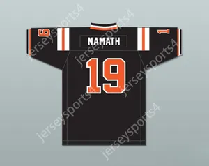 Custom elk naamnummer Joe Namath 19 Beaver Falls High School Tigers Black Football Jersey 2 Top gestikte S-6XL