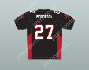 Custom tout numéro de nom pour hommes / enfants 27 Pederson Mean Machine Convicts Football Jersey comprend des correctifs Top cousé S-6XL