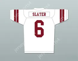 Aangepaste naamnummer Heren Jeugd/Kids AC Slater 6 Bayside 6talers High School White voetbalshirt bevat Tiger Patchtop Stitched S-6XL