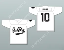 Custom tout numéro de nom pour hommes / enfants Biggie Smalls 10 Bad Boy White Football Jersey inclut Patch Top cousé S-6XL