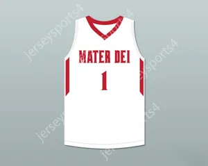 Personalizado cualquier número de nombre para hombres Jóvenes/niños Bol Bol 1 Mater Dei High School White Basketball Jersey 1 Top cosió S-6XL