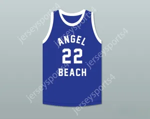 Custom elk naamnummer Heren Jeugd/Kinderen Brian Schwartz 22 Angel Beach Gators Blue Basketball Jersey Porky's Revenge Top gestikte S-6XL