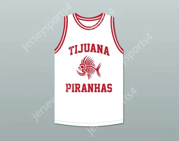 Custom Any Nom Number Mens Youth / Kids Danny Trejo 5 Tijuana Piranhas White Basketball Jersey EXPANSION MEXICAN EXPANSION Équipe Top cousée S-6XL