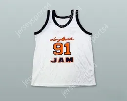 Personalizado cualquier número de nombre para hombres Jóvenes/niños Dennis Rodman 91 Long Beach Jam White Basketball Jersey Top cosido S-6XL