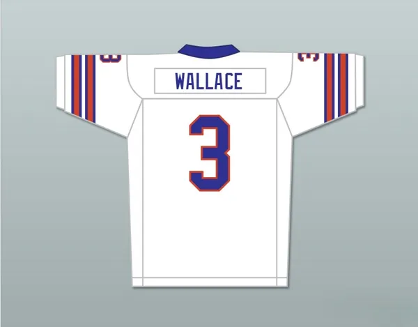 Custom Any Nom Number Mens Youth / Kids Derek Wallace 3 Mud Dogs Away Football Jersey with Bourbon Bowl Patch Top cousé S-6XL