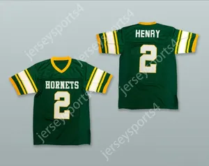 Aangepaste naamnummer Heren Jeugd/Kinderen Derrick Henry 2 Yulee High School Hornets Green Football Jersey Top gestikt S-6XL