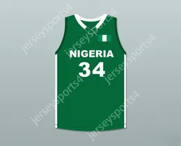 Personalizado cualquier número de nombre para hombres Jóvenes/niños Giannis Antetokounmpo 34 Nigeria Green Basketball Jersey Top Sanded S-6XL